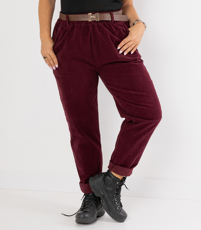 Pantaloni chinos din catifea cu curea CITY SOFT