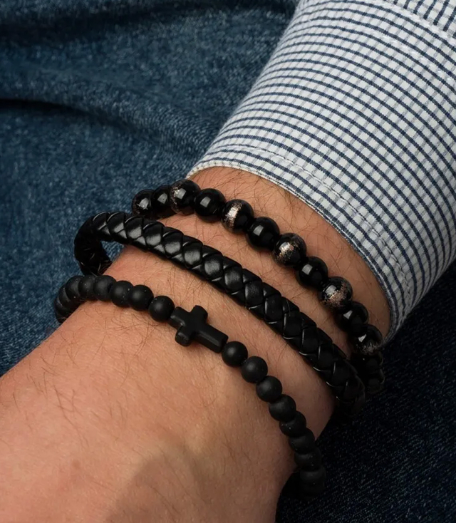 Set de brățări pentru bărbați cu piatră naturală