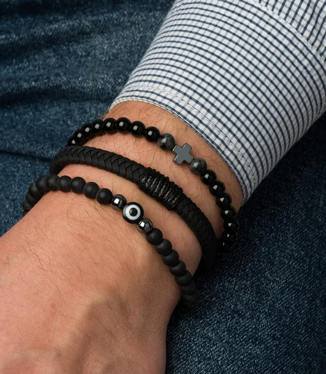 Set de brățări pentru bărbați din piatră naturală ochiul profetului