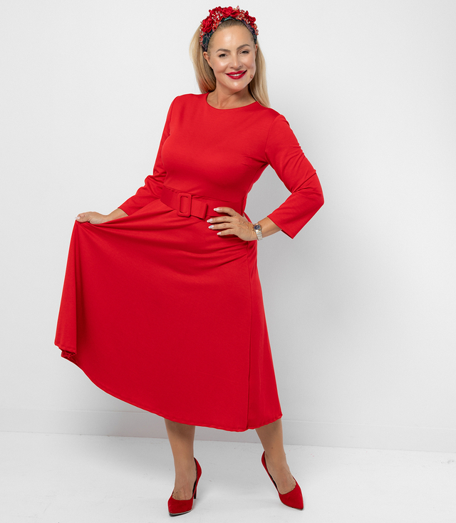 Rochie clasică midi evazată fără bretele ELISE 2