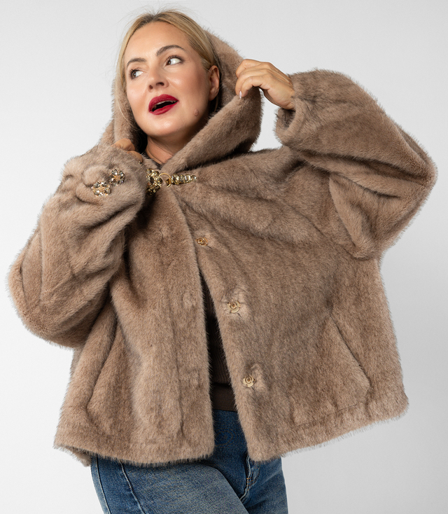 Trapez din blană de lux tăiat cu elemente aurii AURORA