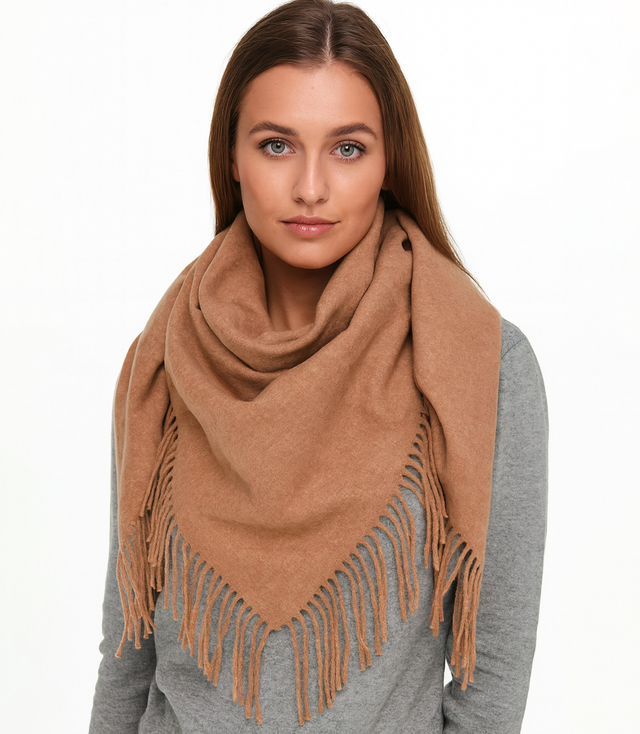 Eșarfă șal unicolor cu franjuri GRACE