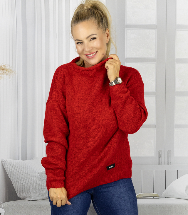 Pulover cald supradimensionat pentru femei cu decolteu tip barcă MARLENA