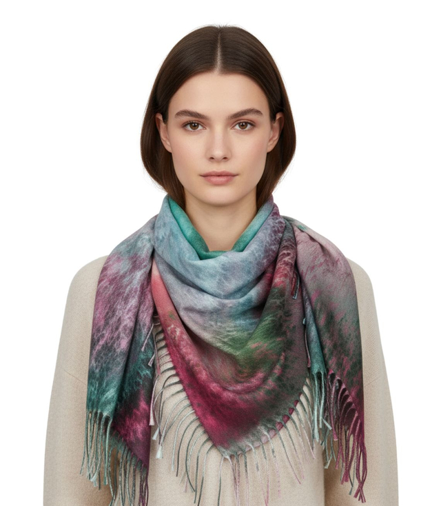 Eșarfă șal cu franjuri multicolore la modă