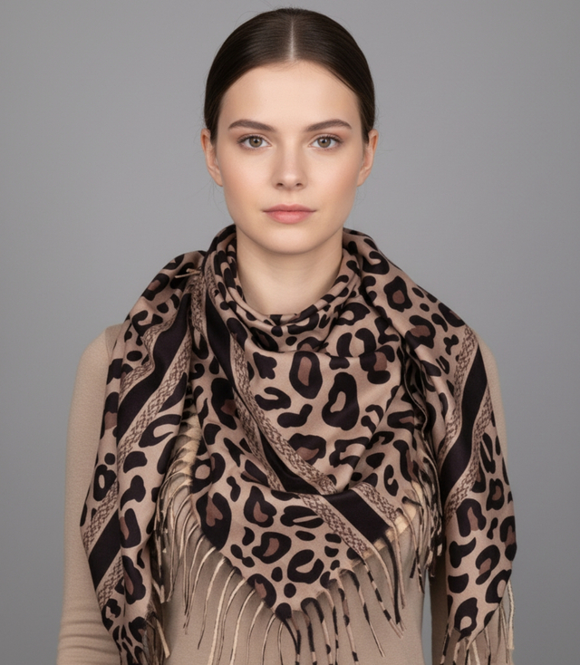 Pantere la modă eșarfă elegantă eșarfă cu franjuri