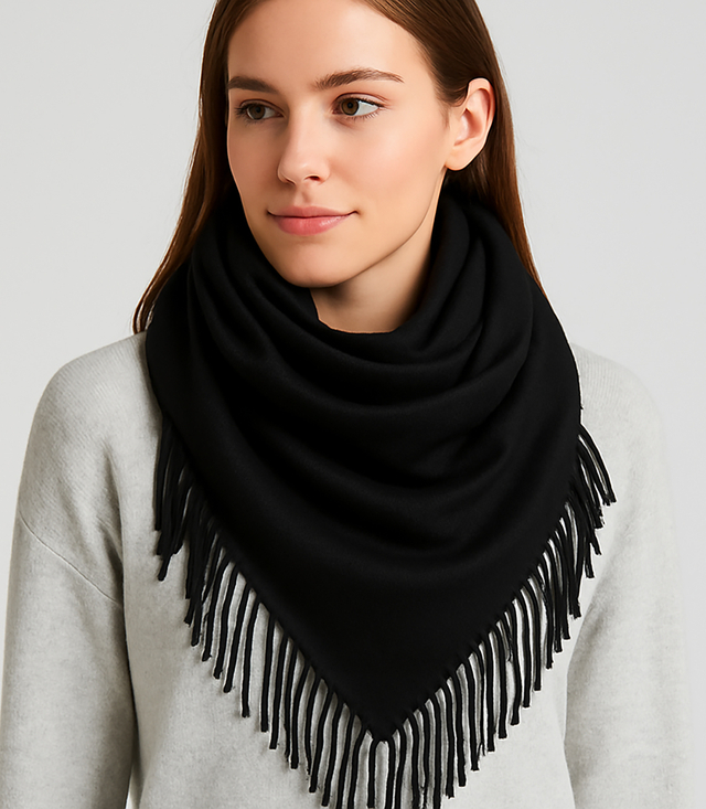 Eșarfă șal unicolor cu franjuri GRACE