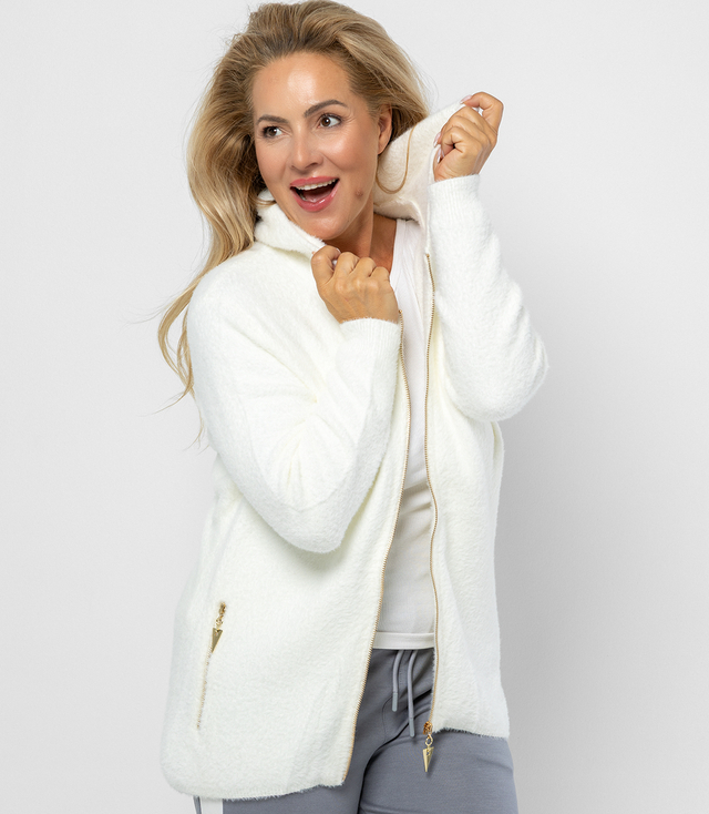 Pulover cardigan cald din tricot pufos GRAZYNA