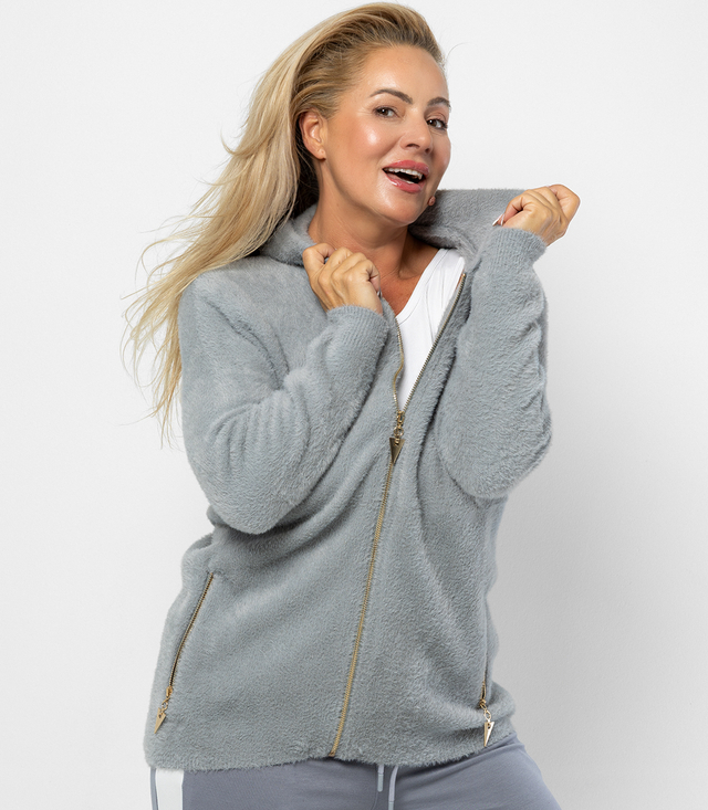 Pulover cardigan cald din tricot pufos GRAZYNA