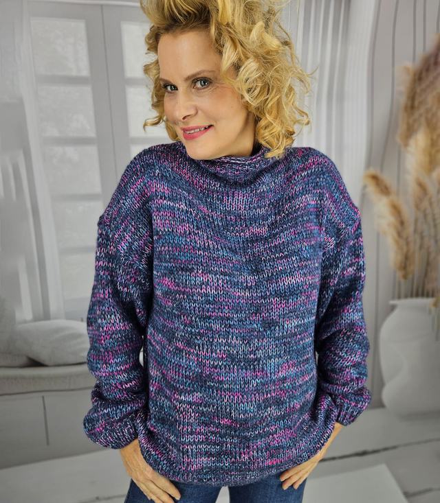 Pulover supradimensionat cu jumătate de fermoar pentru femei, melange cald HANNA