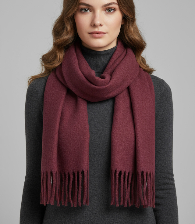 Eșarfă elegantă cu franjuri într-o singură culoare