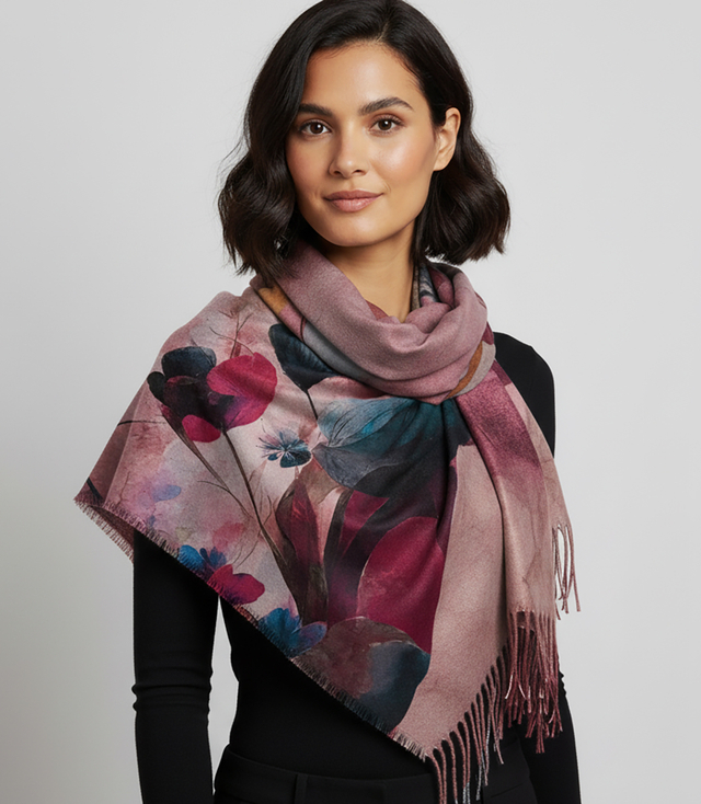 Eșarfă pătrată pentru femei cu franjuri AGRAFKA