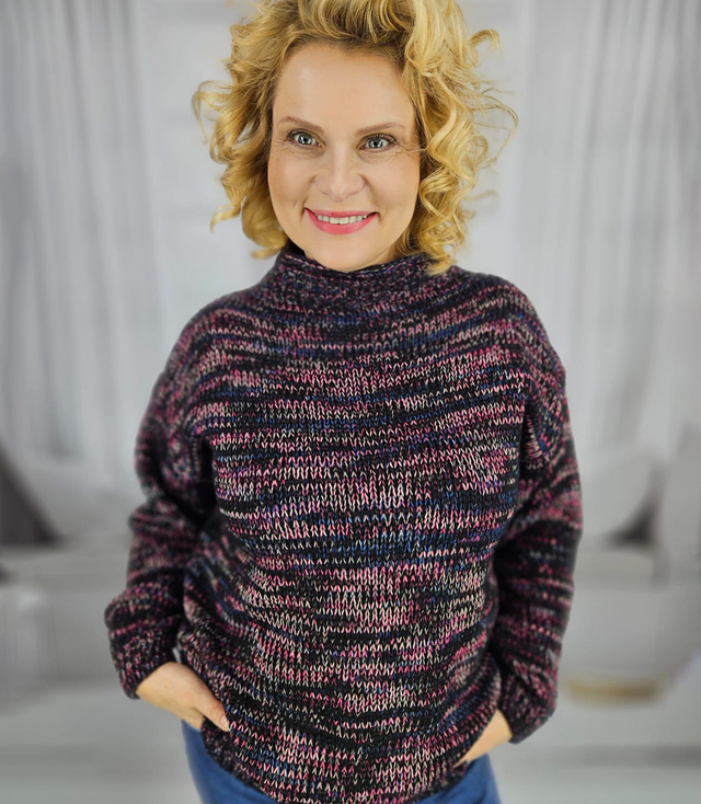 Pulover supradimensionat cu jumătate de fermoar pentru femei, melange cald HANNA