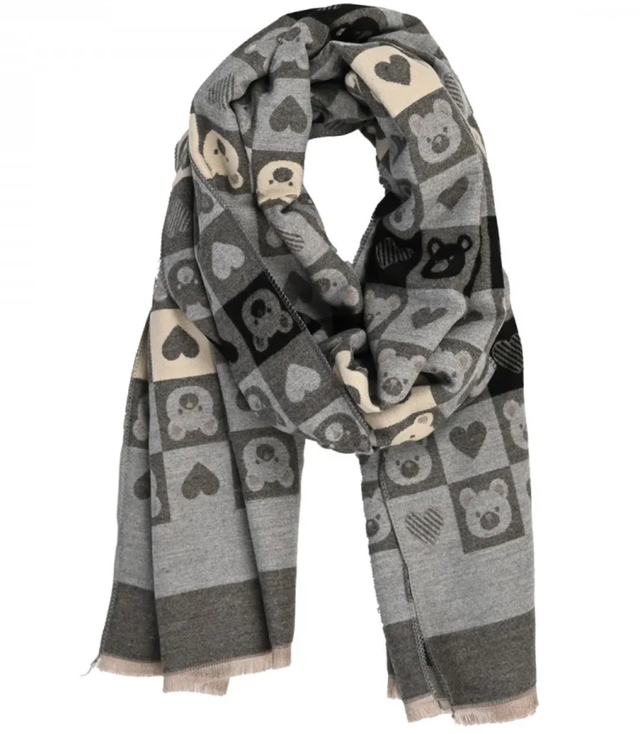 Călduroasă eșarfă elegantă model geometric ursuleț moale netedă 180x65 cm