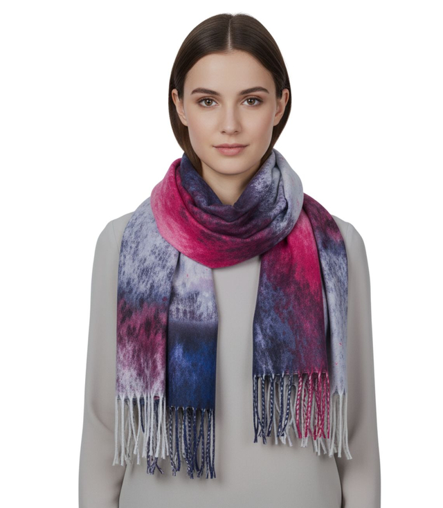 Eșarfă șal cu franjuri multicolore la modă