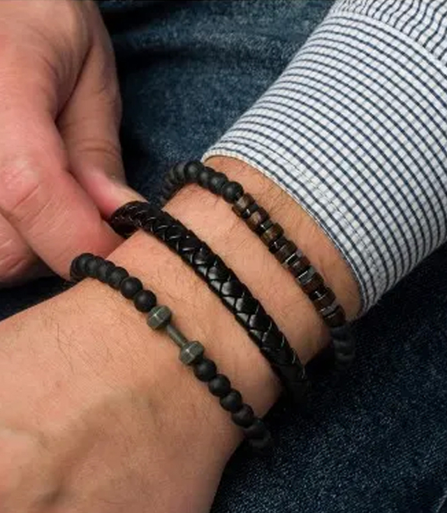 Set de brățări pentru bărbați cu piatră naturală