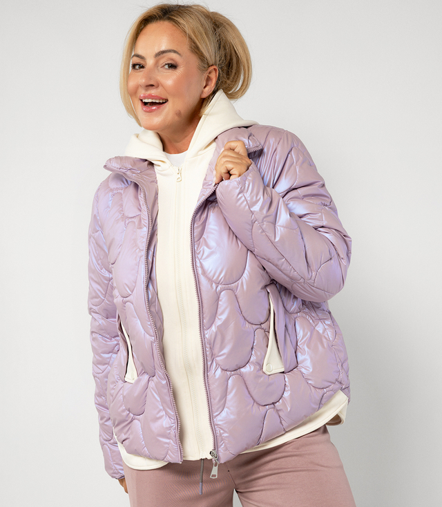 Jachetă matlasată cu luciu perlat și inserții de trening ARIA