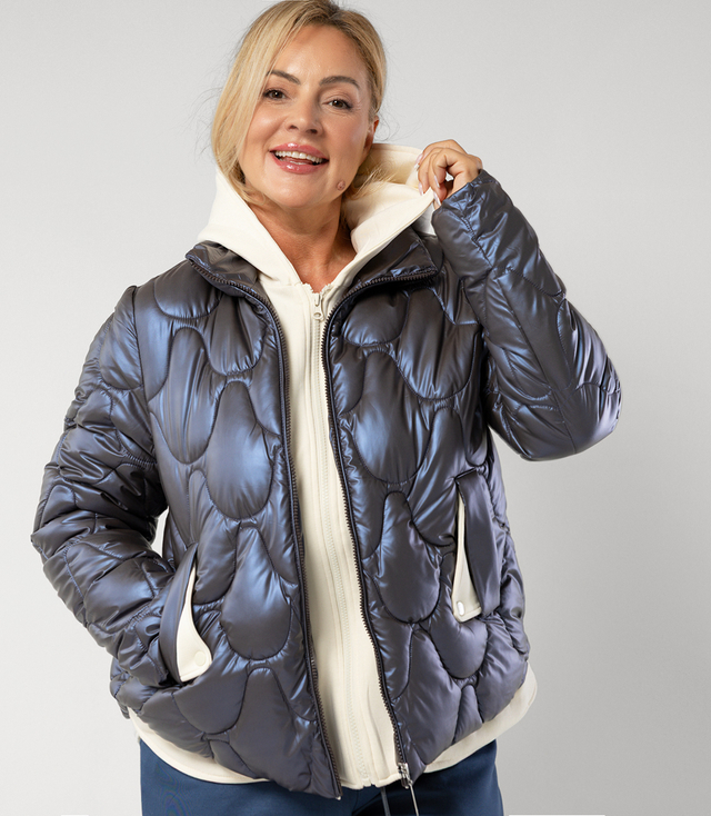 Jachetă matlasată cu luciu perlat și inserții de trening ARIA