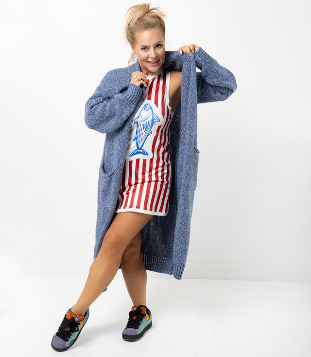 Cardigan lung cald melange AURORA