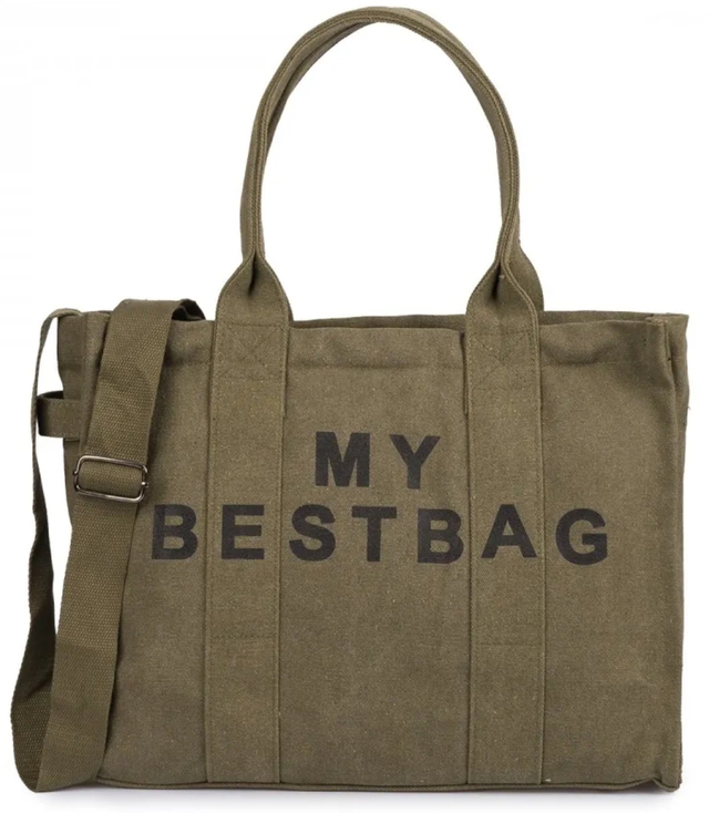 Geantă shopper mare monocolor cu inscripția "My Bestbag