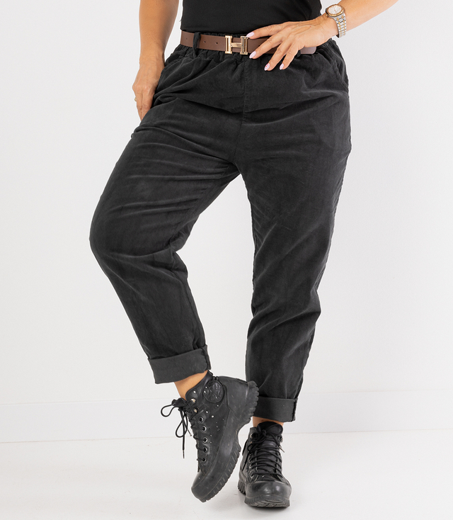 Pantaloni chinos din catifea cu curea CITY SOFT