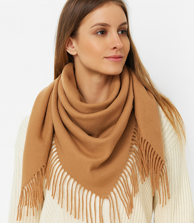 Eșarfă șal unicolor cu franjuri GRACE