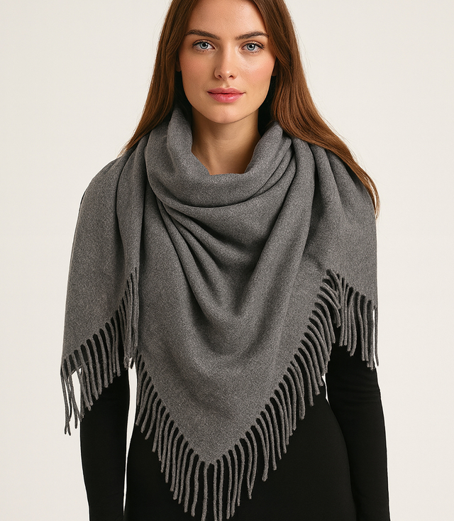 Eșarfă șal unicolor cu franjuri GRACE