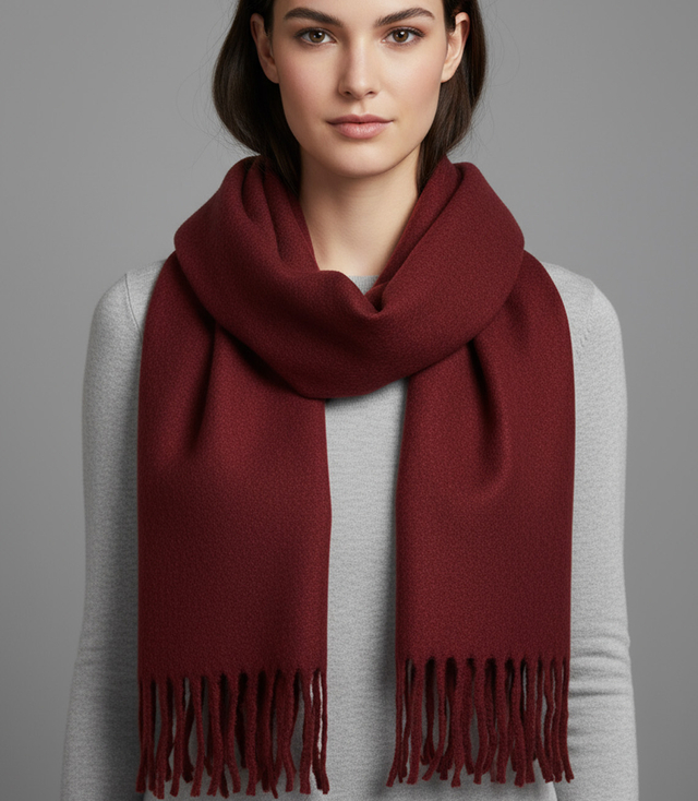 Eșarfă elegantă cu franjuri într-o singură culoare