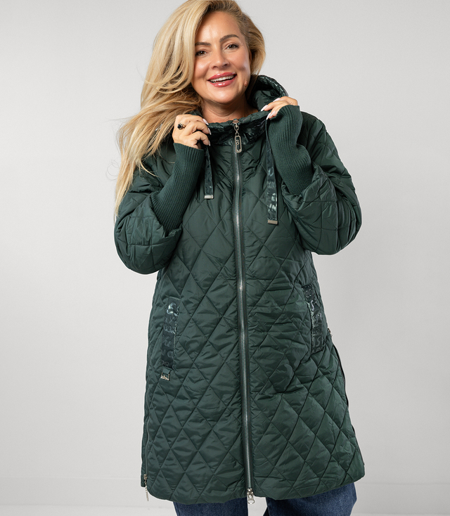 Jachetă lungă de iarnă cu glugă decorativă LUNA