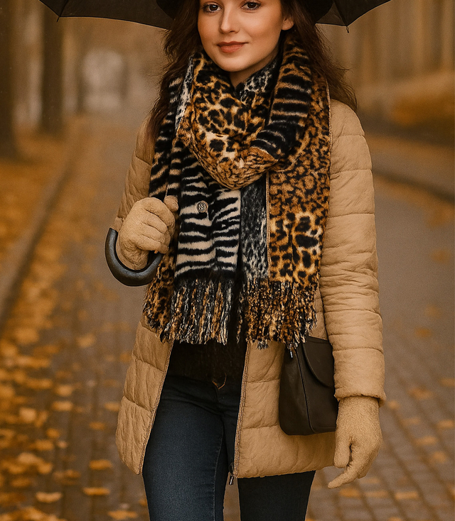 Eșarfă elegantă cu ciucuri