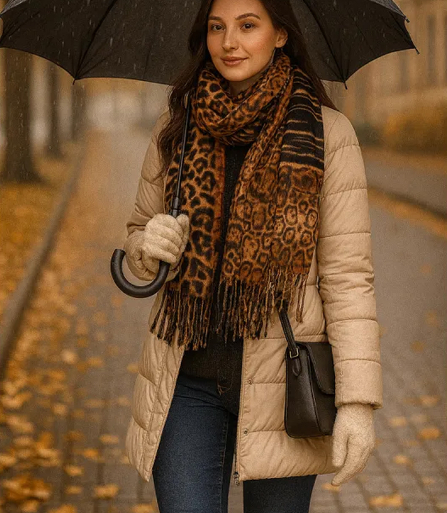 Eșarfă elegantă cu ciucuri