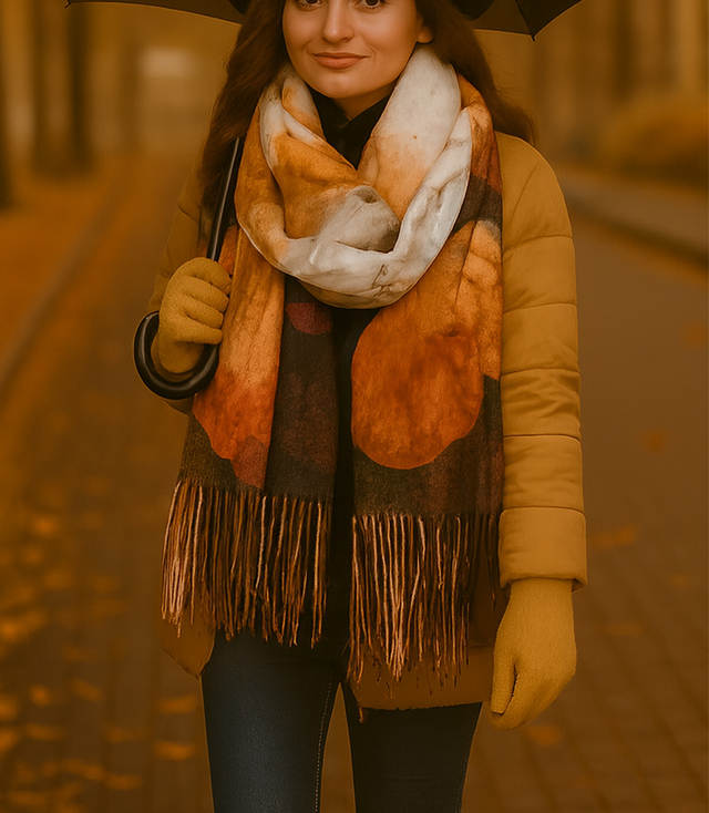 Eșarfă pătrată pentru femei cu franjuri AGRAFKA