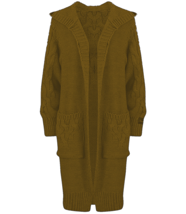 Pulover din lână cu împletitură lungă cardigan