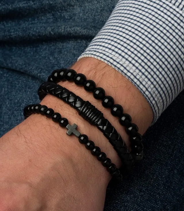 Set de brățări pentru bărbați cu piatră naturală