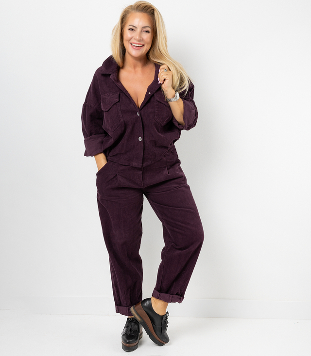 Set pantaloni din catifea cu curea și cămașă cu sacou CHICA