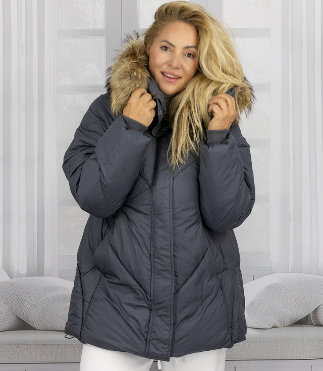 Jachetă caldă de iarnă cu croială trapez COCO