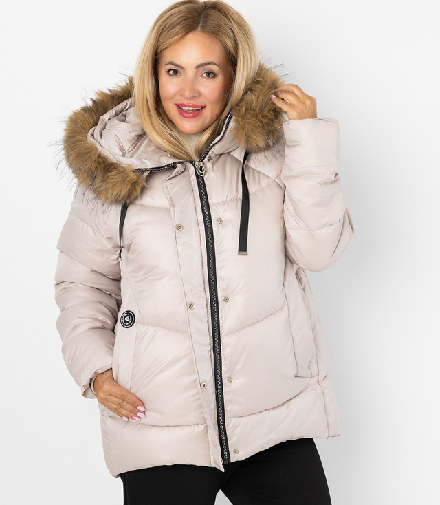 Jachetă caldă de iarnă cu glugă din blană URBAN EXPLORER PLUS SIZE