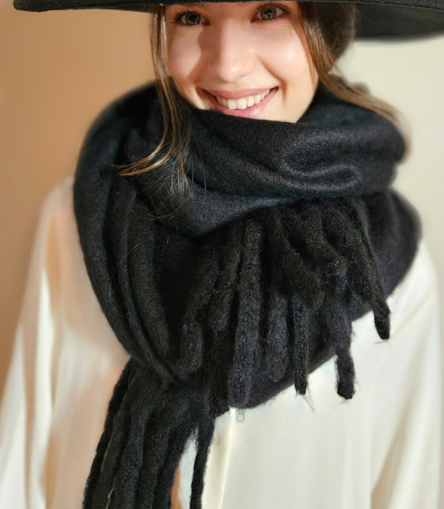 Eșarfă eșarfă groasă ciucuri o singură culoare cald moale 180x45 cm