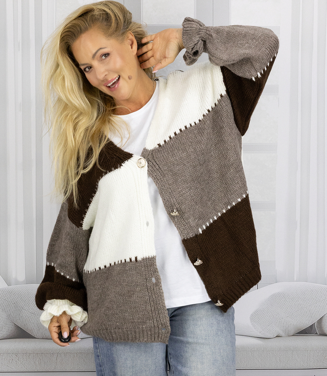 Cardigan scurt oversize cu nasturi JULIETTE
