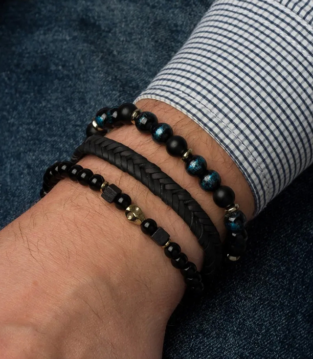 Set de brățări pentru bărbați cu piatră naturală