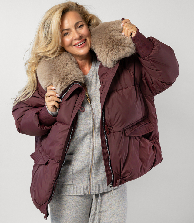 Jachetă bomber de iarnă cu jachetă detașabilă din piele de oaie IRMA