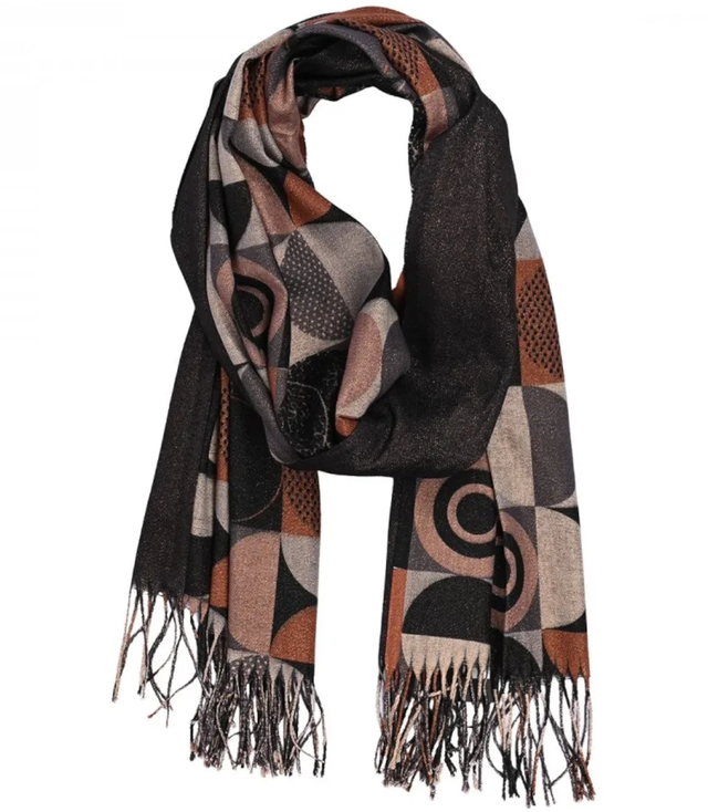 Cald eșarfă elegantă model cercuri geometrice fir strălucitor moale netedă 180x70 cm