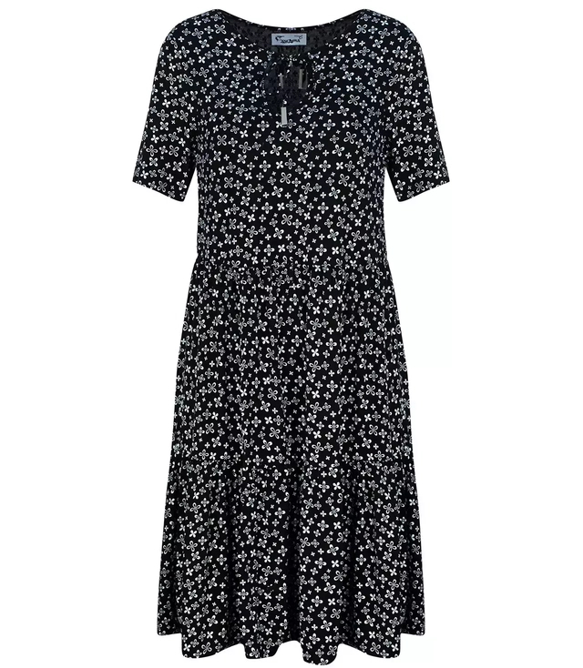 Rochie de vara trapez cu imprimeu alb MIDI