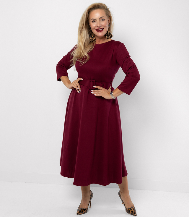 Rochie clasică midi evazată fără bretele ELISE 2