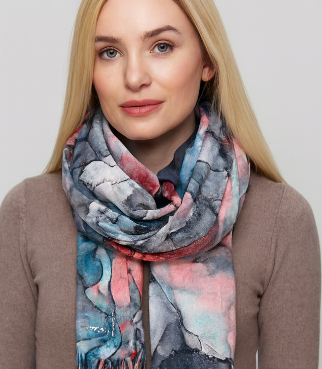 Șal eșarfă ciucure cald floral moale netedă 180x70 cm