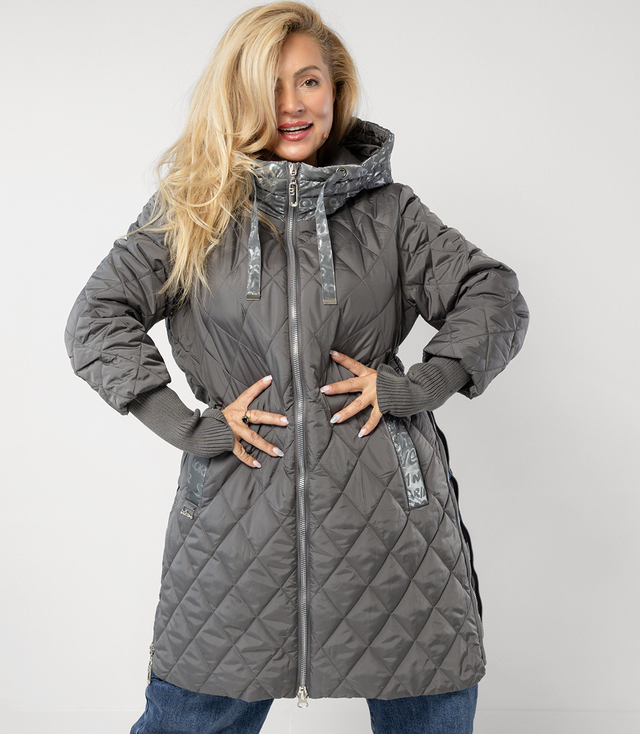 Jachetă lungă de iarnă cu glugă decorativă LUNA