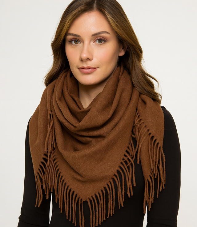 Eșarfă șal unicolor cu franjuri GRACE