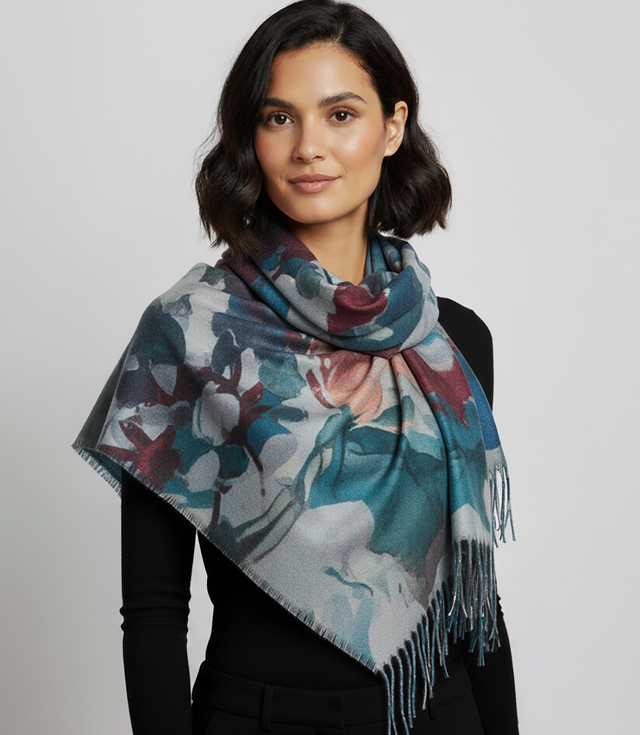 Eșarfă pătrată pentru femei cu franjuri AGRAFKA