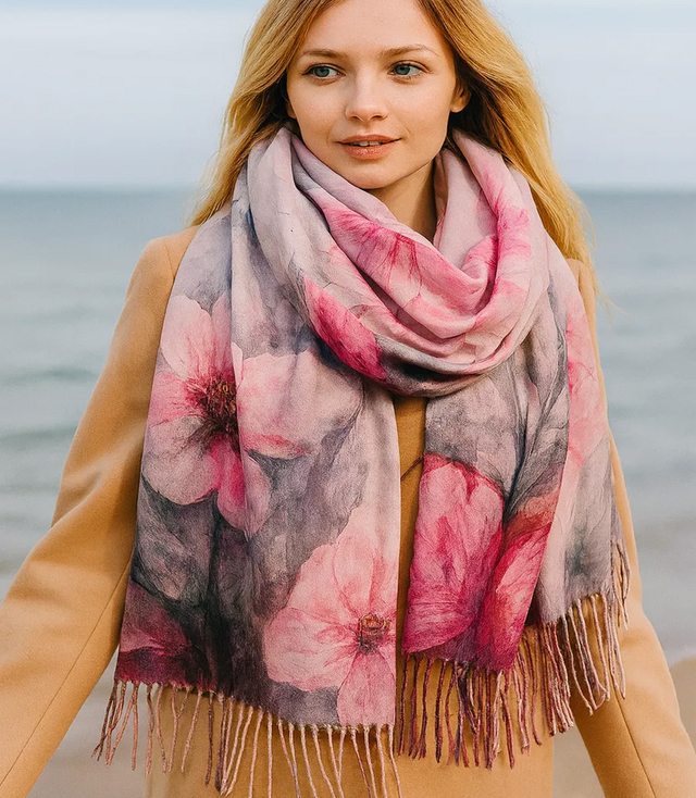 Eșarfă pătrată pentru femei cu franjuri AGRAFKA