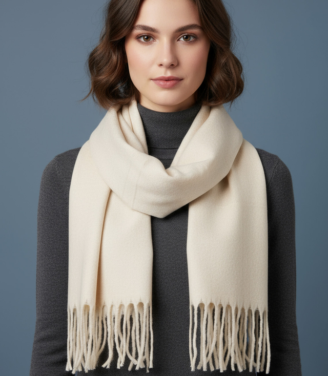 Eșarfă elegantă cu franjuri într-o singură culoare