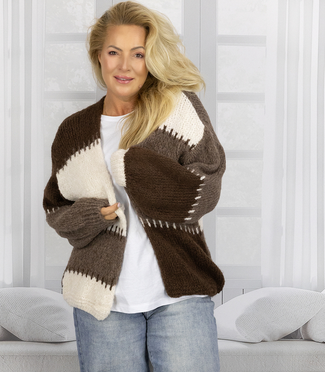 Cardigan scurt jumper descheiat dungi largi VALENTINA